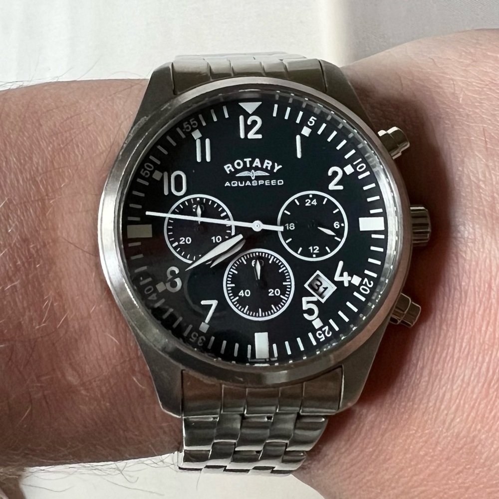 Rotary Aquaspeed Silver and Black Watch